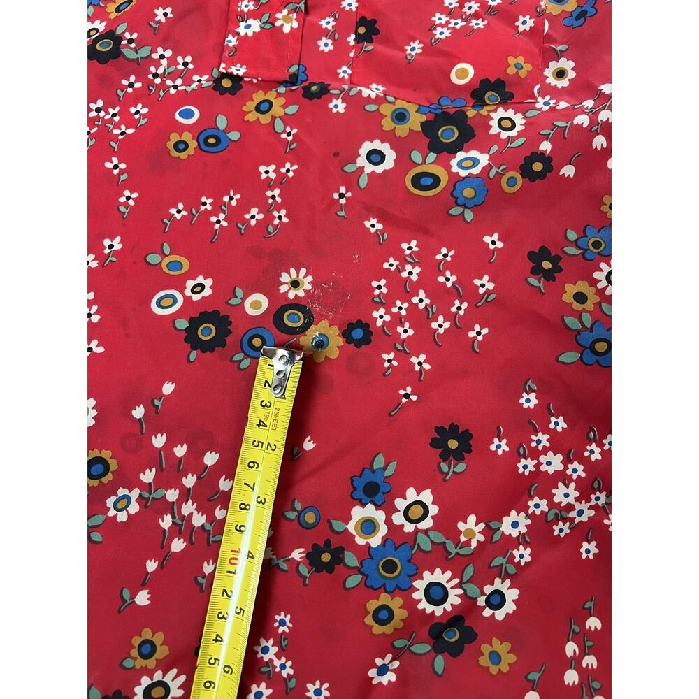 Skyr Button-Up Shirt Mens Small Red Floral Nylon Collared Vintage Long Sleeve - Picture 7 of 8